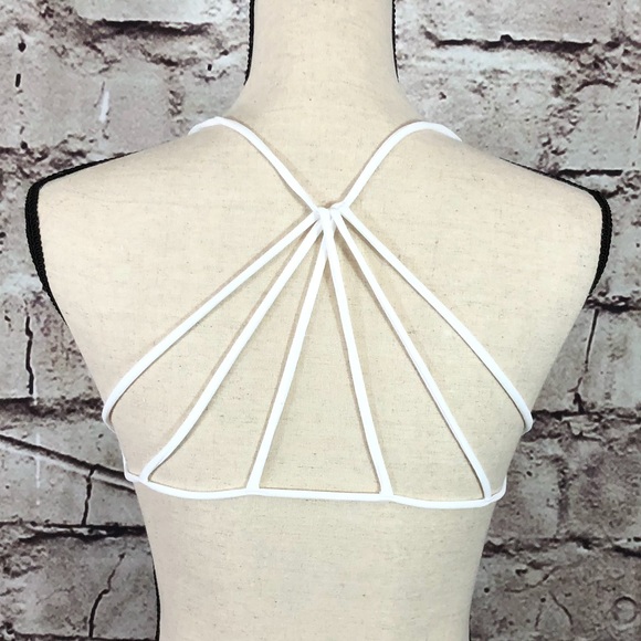 New Strappy Back Pull-Over White Fashion Bralette - Picture 4 of 6